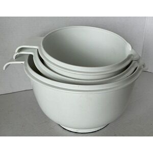 Kamenstein Mixing Bowls Set of‎ 3 White Melamine Pour Spout Non-Slip Base